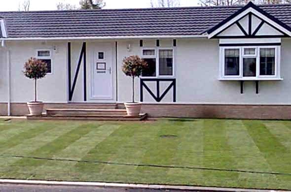 Beautiful garden with fresh turf