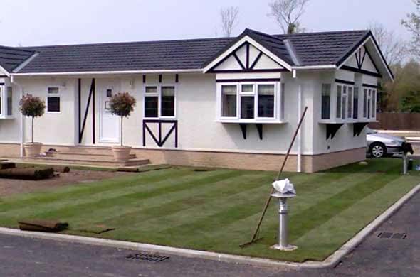 Freshly laid turf at a new build house