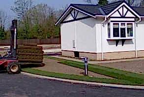 Turf rolls delivered to a house